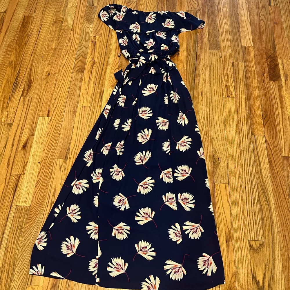Express One Shoulder Navy Floral Dress